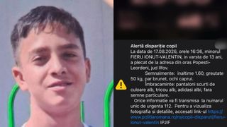 Adolescent de 13 ani, dispărut din Popești-Leordeni. Poliția a emis un mesaj RO-Alert