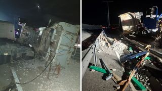 Impact devastator &icirc;ntre două camioane și un autoturism, pe DEx 12 Craiova - Pitești! Mai multe persoane au fost rănite