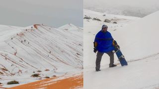 A nins &icirc;n Sahara! Localnicii din zonă au profitata de acest lucru și s-au dat cu placa pe derdeluș