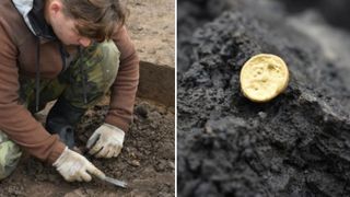C&acirc;ţiva muncitori au descoperit monede de aur și alte artefacte rare &icirc;ngropate de secole sub traseul unei viitoare autostrăzi, &icirc;n Cehia