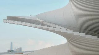 Scara care arată ca un evantai uriaș și pare că sfidează gravitația. Construcția spectaculoasă inaugurată la Shanghai