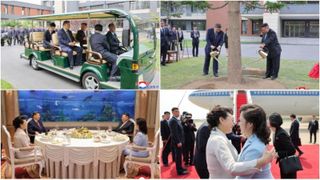 Kim Jong Un l-a plimbat pe Xi Jinping cu mașina lui electrică, în a doua zi a vizitei la Phenian. Apoi au luat masa cu soțiile lor