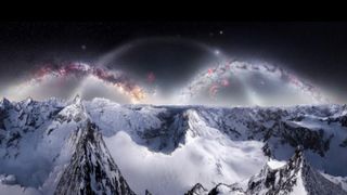 O noapte la minus 28 de grade, pe un v&acirc;rf de 4.200 de metri, pentru a fotografia triplul arc al Căii Lactee. Imaginea e spectaculoasă