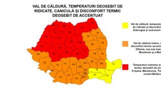 Cod roșu de caniculă &icirc;n jumătate de țară. ANM anunță temperaturi extreme și nopți tropicale. HARTA zonelor vizate