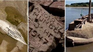 Epava unei nave a ieșit la suprafață &icirc;n Croația, iar "pietrele foametei", vechi de secole, au reapărut &icirc;n Rin, &icirc;n Germania