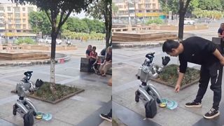 Un robot umanoid de 14.000 de euro a ieșit la cerșit și spune că nu mai are bani să se &icirc;ncarce, pe o stradă aglomerată din China