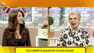 Teo Trandafir a dormit &icirc;n același pat cu Julio Iglesias! Prezentatoarea a dezvăluit totul &icirc;n platoul &bdquo;Follow us&rdquo;. Cum a reacționat Ilinca Vandici