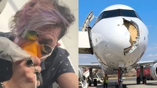Panică la bordul unui avion cu destinația Paris! Pasagerii și-au pus imediat măștile de oxigen, după ce o pasăre a distrus botul aeronavei