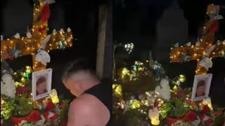 Imagini sf&acirc;șietoare cu tatăl lui Mario Berinde, la morm&acirc;ntul fiului său. Bărbatul a fost eliberat din &icirc;nchisoare și ar urma să plece din țară