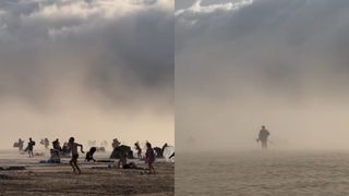 Ce este &bdquo;norul rulou&rdquo;, fenomenul care a st&acirc;rnit panică pe o plajă din Franța. V&acirc;ntul a suflat cu p&acirc;nă la 100 km/h, iar temperatura a scăzut brusc