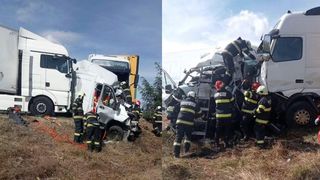 Impact mortal &icirc;n Caraș-Severin! Două femei și-au pierdut viața după ce microbuzul &icirc;n care se aflau a fost strivit &icirc;ntre două TIR-uri