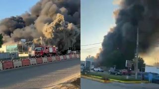 BREAKING NEWS Foc violent la un depozit de anvelope din Bragadiru, județul Ilfov. Circulația pe DN 6 a fost oprită