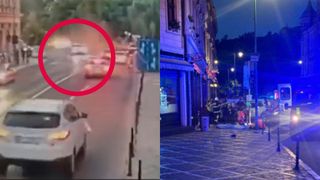 &bdquo;A fost un carnagiu&rdquo; Filmul accidentului din Brașov, unde trei bărbați au fost spulberați pe trotuar. Momentul c&acirc;nd șoferul sare peste sensul giratoriu și intră pe trotuar