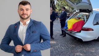 Primele imagini de la &icirc;nmorm&acirc;ntarea lui Alexandru, rom&acirc;nul care și-a dat viața pentru a salva un copil de la &icirc;nec, &icirc;n Italia. Sicriul a fost acoperit cu drapelul Rom&acirc;niei