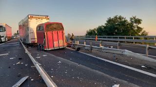 Trafic &icirc;ngreunat pe A1 Deva&ndash;Nădlac după ce un autotren cu animale a acroșat glisiera mediană