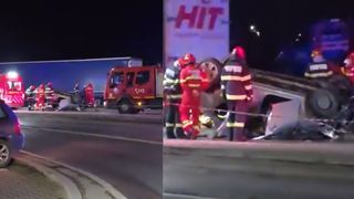 Mașină răsturnată &icirc;n Nordul Bucureștiului. Un bărbat și-a pierdut viața după ce autoturismul &icirc;n care se afla s-a răsturnat pe plafon&nbsp;
