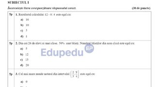 UPDATE Simulare Evaluare Națională Matematică 2026: Ce subiecte le-a picat elevilor de clasa a VIII-a